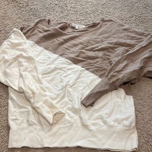 Two-Tone Brown and Cream Sweater